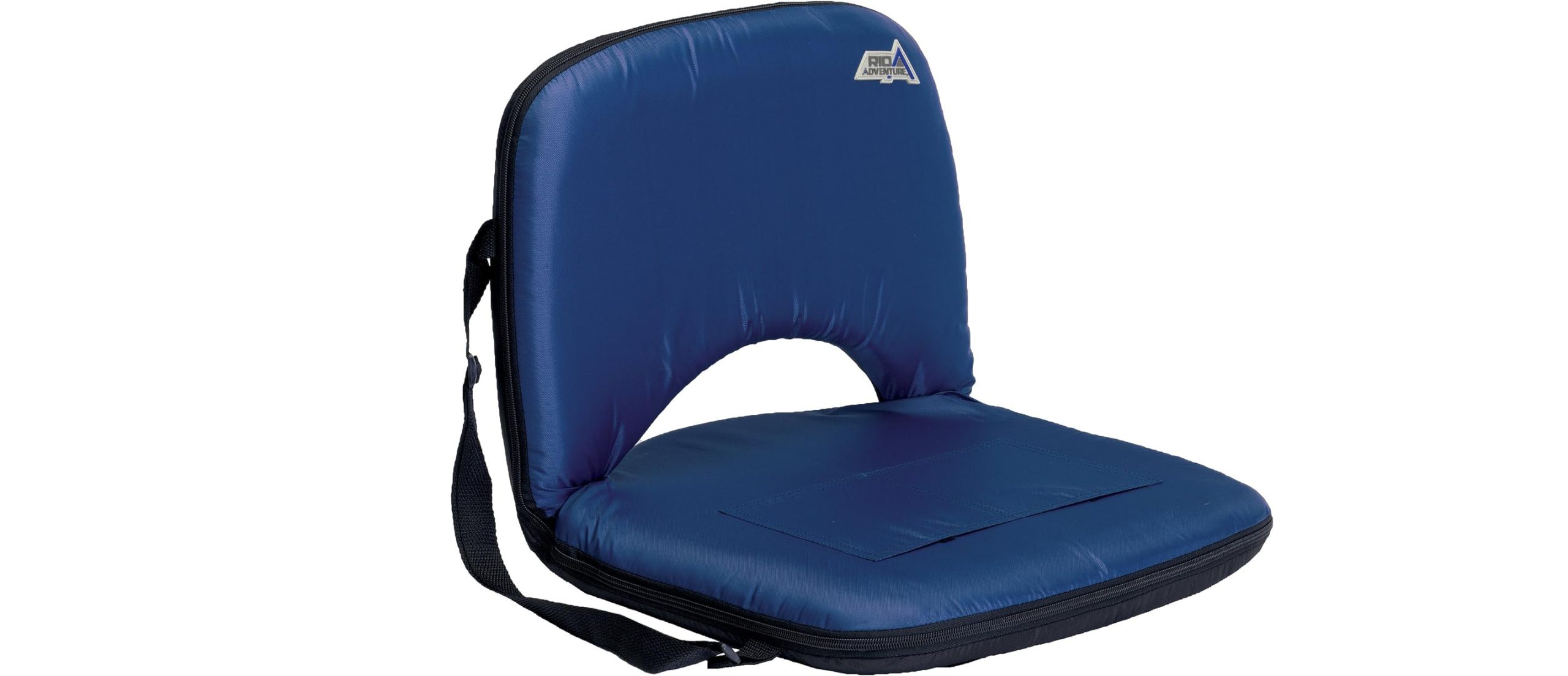 A comfortable blue stadium seat with back support, perfect for watching events in comfort